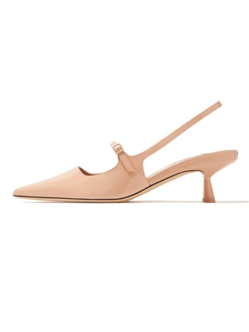 MIRAAZZURRA Slingback Kitten Heels Pumps Pointed Toe Low Heel with Buckle for